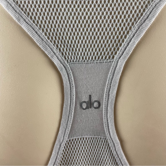 Alo Yoga Ella Mesh-Panel Sport Tank, Vapor Gray S - Picture 8 of 9